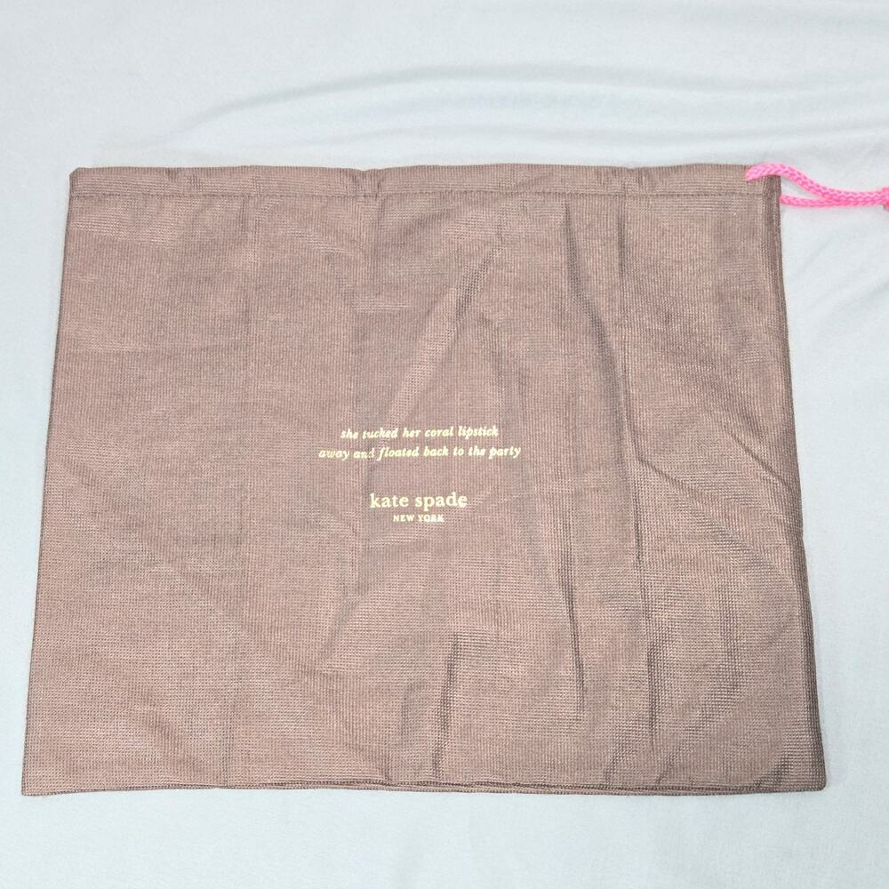 Kate Spade Coral Lipstick Quote Drawstring Dust Bag Brown Pink 13x11